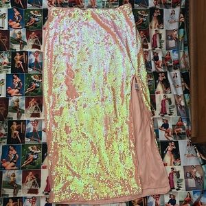 Peach Sequined Skirt